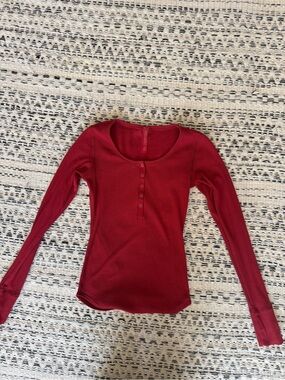 SKIMS Ribbed Henley Tank Top in Red